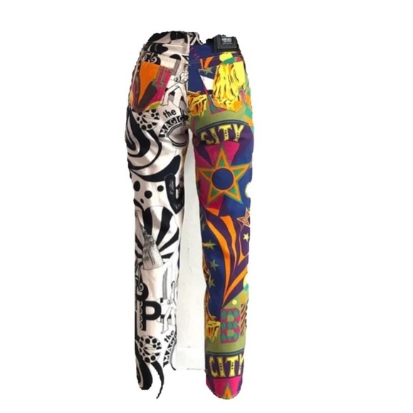 VERSACE COUTURE VINTAGE 1990s JEANS NEW YORK POP ART DESIGN SIZE 30 - Picture 2 of 16